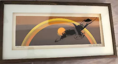 Vintage 1974 Virgil Thrasher Wall Art Reverse Painted Glass Signed 3D Silkscreen • $48