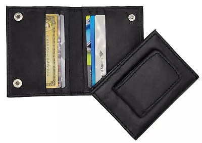 AG Wallets Magnetic Leather Money Clip Minimalis Card Holder Bifold Snap Close • $17.98