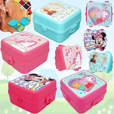 3 Compartments Lunch Boxes Kids Girls School Food Container Picnic Snack Box • £9.99