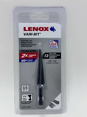 Lenox 30881 VB1 Vari-Bit 13 Holes Sizes 1/8  To 1/2  Step Drill Bit W/1/4  Shank • $29.90