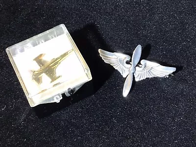 Vintage Coin Silver Pilot Wings And Fighter Jet Pins • $28.50