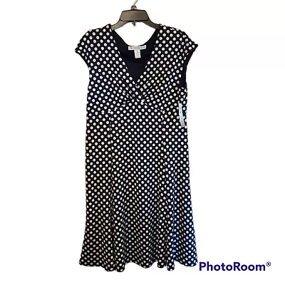 AA Studio AA Women's Size 14 Sleeveless Navy/White Polka Dot Dress NWT  READ • $16