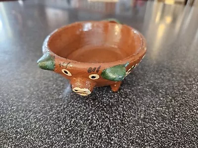 Cute Pig Bowl Vintage Mexican Red Clay Tlaquepaque Pottery Bowl 6 Inches Long • $11.49