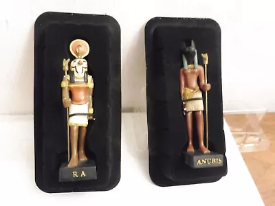 2 Vintage Unused  Hand Painted Resin Ancient Egyptian Gods.  Anubis & Ra • £2.99