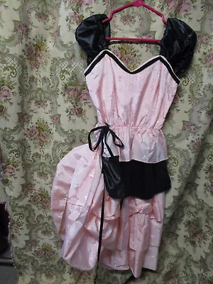 Ladies Handmade Saloon Girl Dress Pink Black Juniors 1880 Dance Hall Small S • $24.95