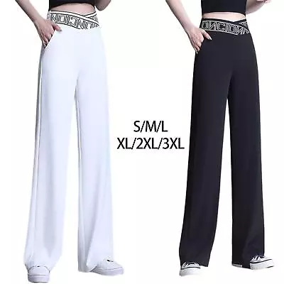 Straight Wide Leg Pants Women Girls Elastic Korean Style Loose Suit Trousers • $30.46