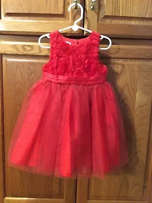 MUD PIE Girls Red Rosette Bodice Double Lined Tulle Skirt Sash Bow - Size 3T • $8.25