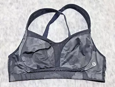 Lululemon Sports Bra Womens 32C Black Camo Ta Ta Tamer Running Athleisure Yoga • $28.88