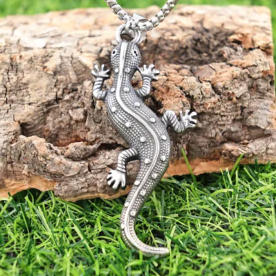 Men's Stainless Steel Punk Style Personalized Minimalist Animal Lizard Necklace • $12.99