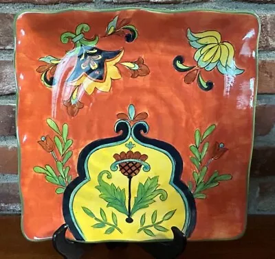 Vintage Talavera Hand Painted Mexican Art Pottery 11” Square Platter Beautiful! • $14.50