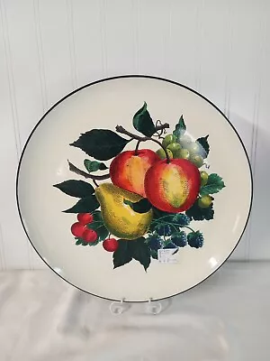 Vintage Mid Century Lacquer Round Serving Tray Fruit Design • $15
