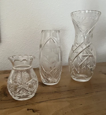 £17.23 • Buy 3 Crystal Vases Crystal Vase Vintage Crystal