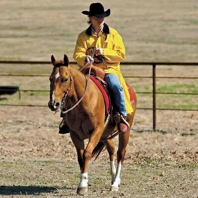 Mens Medium Western Long PVC Saddle Slicker Raincoat Equestrian Rain Gear • $39