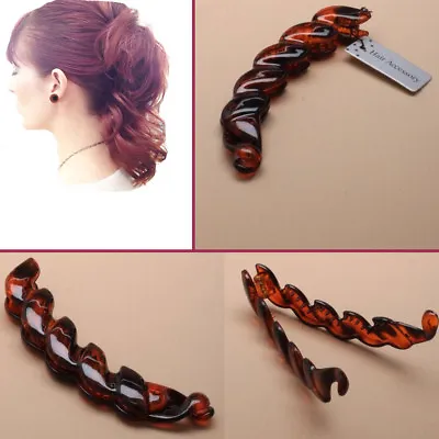 £4.27 • Buy Banana Hair Clip Claw Comb Riser Twisted Style BROWN Grip Women DIY Interlocking