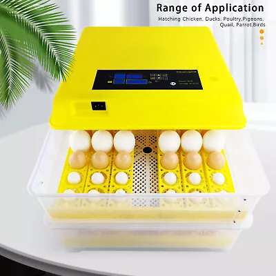 48/56/96  DigitalEggs Incubator Egg Hatcher Temperature Control Automatic Yellow • $55.99