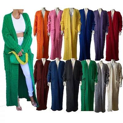 Women Autumn Winter Knit Long Sweater Cardigan Outwear Loose Pocket Maxi Coat • $47.49