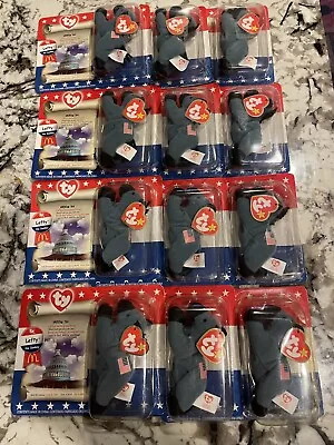 Lot Of 12 McDonalds Lefty The Donkey Democrat Plush TY Beanie Babies Year 2000 • $24.95