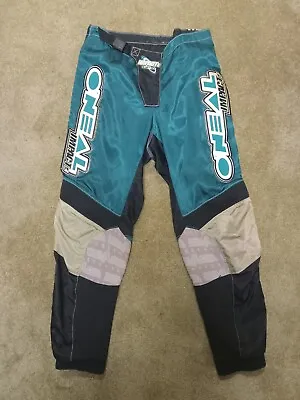 Vintage Oneal Impact MX Motocross Racing Pants AHRMA Size 32 Green Dirt Bike Old • $45