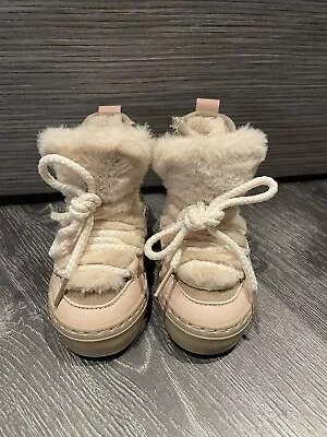 Mango MNG Toddler Faux Fur Nude Pink Boots Size 19 3 New • £10