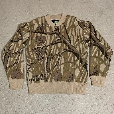 Cabela's Wool Windshear Waterfowl Camo Sweater Advantage Wetlands Medium • $149.99