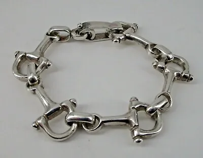 Sterling Silver Bracelet Snaffle Horse Bit Link Equestrian Jewelry 7.5  Handmade • £482.64