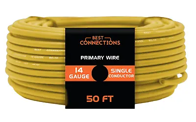 14 Gauge Car Audio Primary Wire (50ft–Yellow)– Remote Power/Ground Electrical • $6