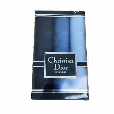 Christian Dior Monsieur Men's Handkerchiefs 3 Pack RN15200 Cotton NOS • $14.99