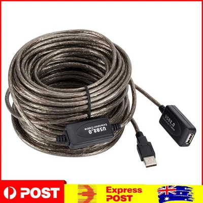 $28.69 • Buy USB2.0 Male To Female Active Repeater Extension Cable Cord Adapter (20m)