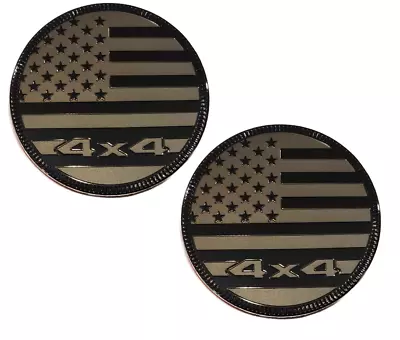 -TWO- American Flag 4x4 All Black METAL Emblems Fender Badge FOR Jeep Wrangler • $14.95