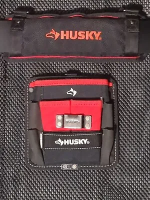 Husky 2½in Leather Tool Belt + 9-Pocket Pouch + Padded LB Support + 4 Pocket Pch • $15