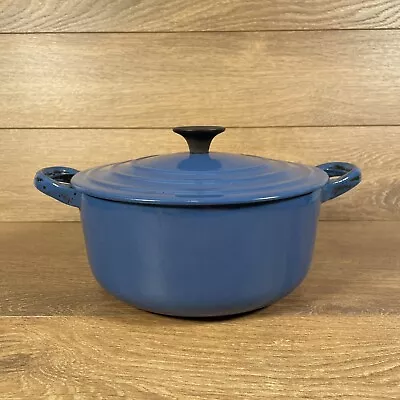 Le Creuset Casserole Dish 20cm Cast Iron Blue Kitchenware Circular France “C” • £44.99