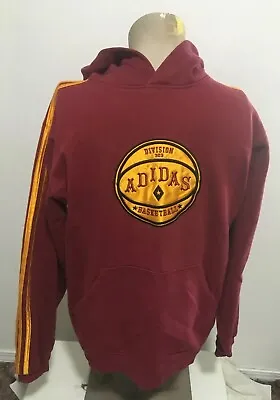 Adidas Sweatshirt Hoodie Men's  XL Embroidered Logo Maroon W/ Golden Yellow • $9.99