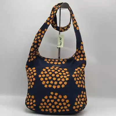 Bn3992-1 Marimekko Puketti Cotton Shoulder Bag Orange Navy 042273 • $105