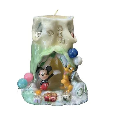 Mickey Mouse Pluto Disney  Carved Birthday Candle Large 6-1/2  Tall 6  Wide Base • $29.89