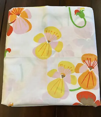 Vtg Perma Prest Percale Pillowcase In Orange Yellow Red Flowers Sears Roebuck • $12