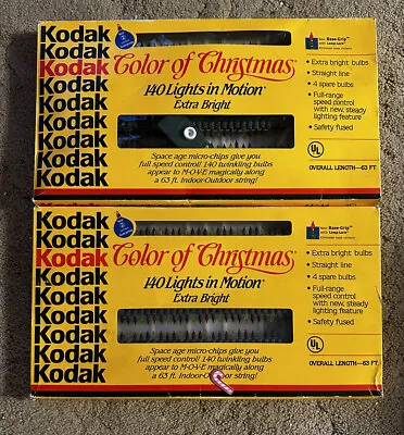 Vtg KODAK 140 Lights In Motion COLOR OF CHRISTMAS Indoor/outdoor 63ft Rare X 2 • $59.99