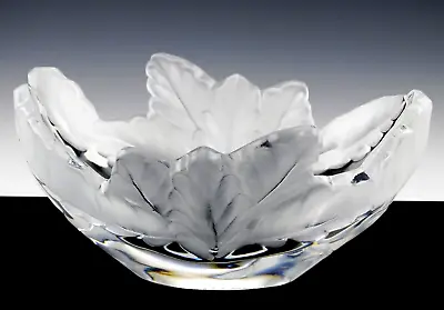 Lalique France Crystal 7-3/4  COMPIEGNE OAK LEAF CANDY NUT BOWL DISH Excellent • £216.29