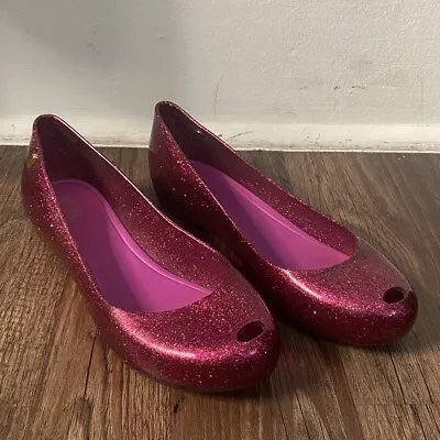 Melissa Ultra Girl Glitter Ballet Flats Violet Pink • $80