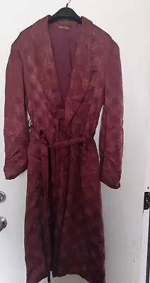 Vntg Rabhor Belted Robe Burgundy Thick Satin Material  Pattern • $78