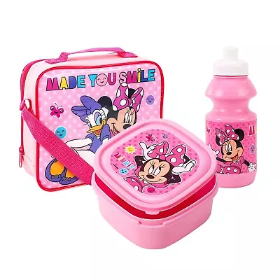 Disney Minnie Mouse & Daisy Duck Insulated 3 Piece Lunch Bag Set Girls Pink • £10.95