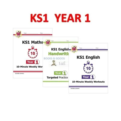 KS1 Year 1 Maths English And Handwriting 3 Books Bundle Ages 5-6 Cgp • £18.99