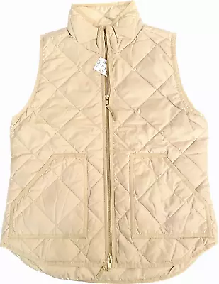 J.CREW NEW Lightweight Quilted Down Excursion Vest Bisque Beige Small S • $19.99