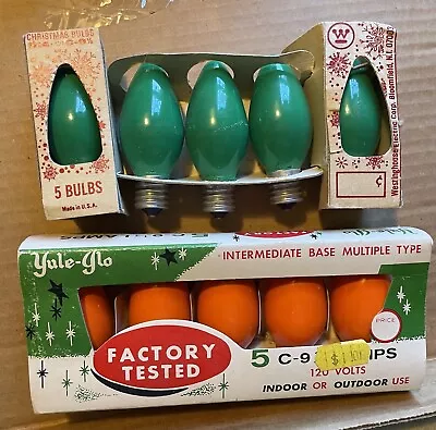 Vintage Christmas Light Bulbs C-9 Westinghouse Yule Go NIB Orange Green • $12.99