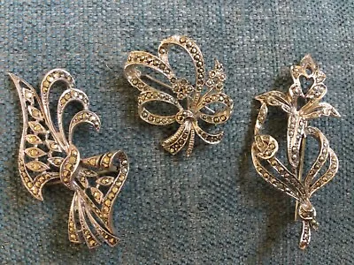 £12 • Buy 3 X Marcasite Vintage Brooches