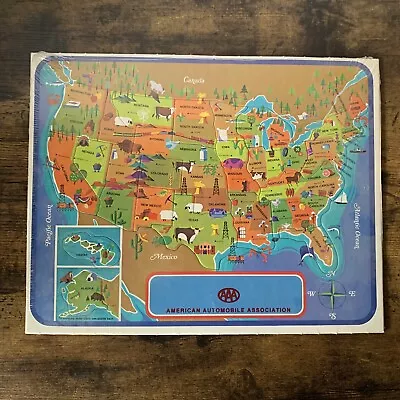 Vintage 1968 USA Cardboard Frame-Tray Puzzle Educational Geography Map AAA Spons • $27.99