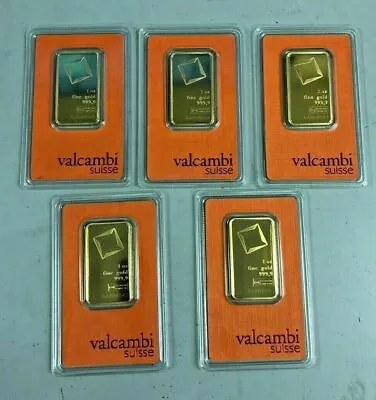 Lot Of 5 Gold 1 Oz  Random Brand .9999 Fine Gold Bars In Sealed Assay Cards • $12283.75