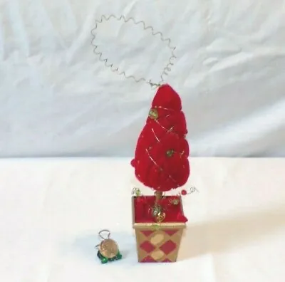 Miniature Dollhouse Christmas Village Topiary Potted Beaded Tree Ornament 6.5  • $4.49