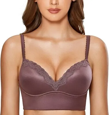 DOBREVA Women's Push Up Padded Bra Wireless Plunge T Shirt Bras Seamless Comfort • £9.99