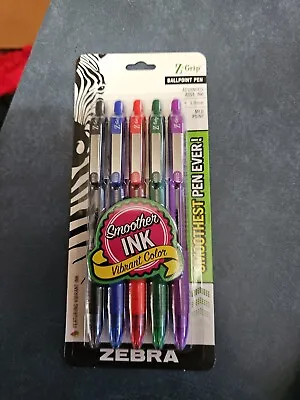 Zebra Z-Grip Ballpoint Pens Retractable Assorted Ink 1.0mm Med Point Pens 5 Pack • $3.90