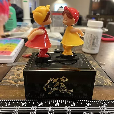 Vintage Rare Boy Kissing Girl Moving Music Box. Love Story Theme Song See Video • $149